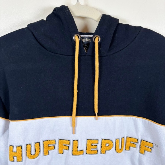 Harry Potter Wizarding World Hufflepuff Hoodie Unisex Medium Black Gray Yellow - Picture 4 of 11